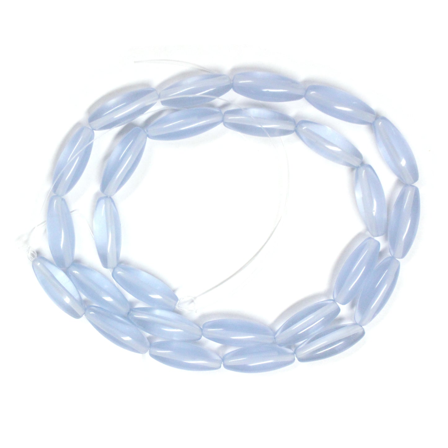 6x16mm Blue Chalceldony Rice Beads / 16 Inch Strand / semi-precious man-made transparent stone