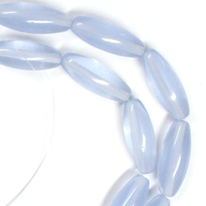 6x16mm Blue Chalceldony Rice Beads / 16 Inch Strand / semi-precious man-made transparent stone