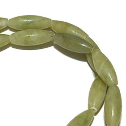 6x16mm Olive Jade Rice Beads / 16 Inch Strand / semi-precious natural opaque stone