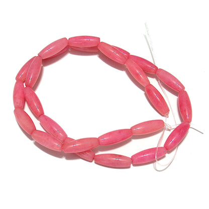 6x16mm Fuchsia Candy Jade Rice Beads / 16 Inch Strand / semi-precious natural dyed opaque stone