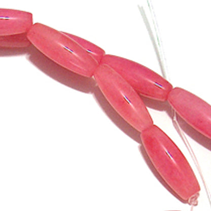 6x16mm Fuchsia Candy Jade Rice Beads / 16 Inch Strand / semi-precious natural dyed opaque stone