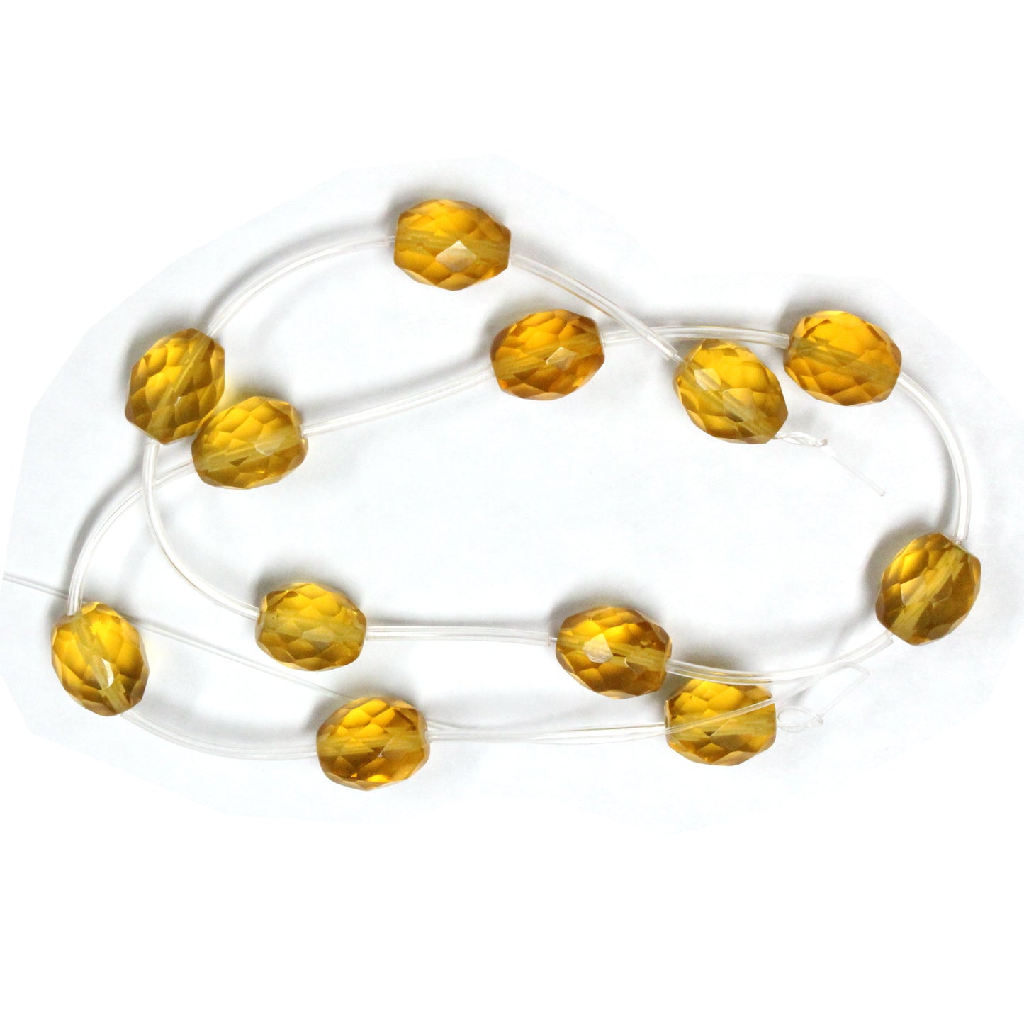 Yellow Topaz Faceted Oval Bead / 12 x 10mm / man-made translucent stone bead