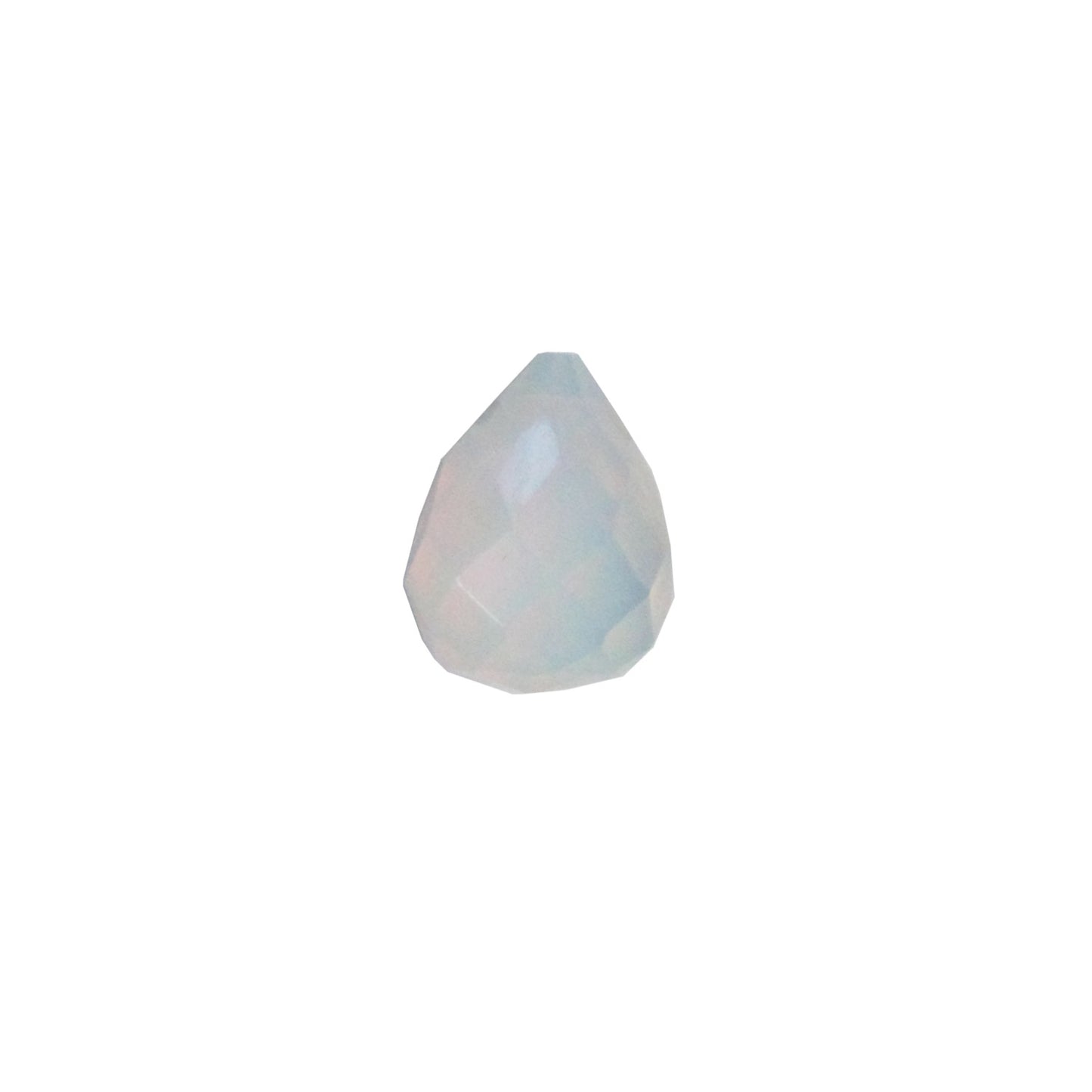 Moonstone Faceted Teardrop / 12 x 10mm / man-made semi-translucent stone bead