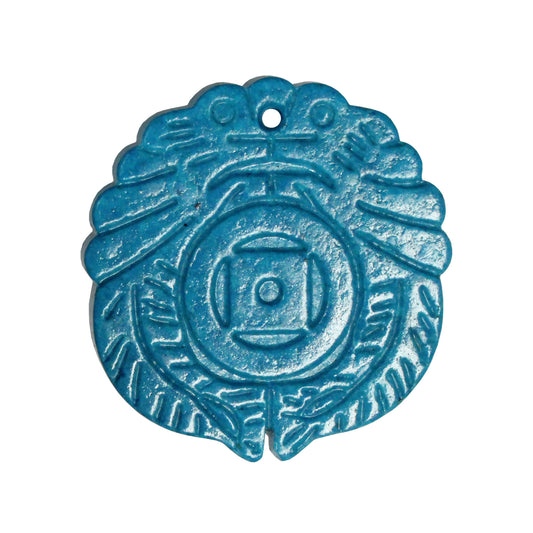 Chinese Koi Pendant / dyed chalk blue turquoise / 44mm (High) x 40mm (Wide) x 5mm (Thick) / top drilled front to back