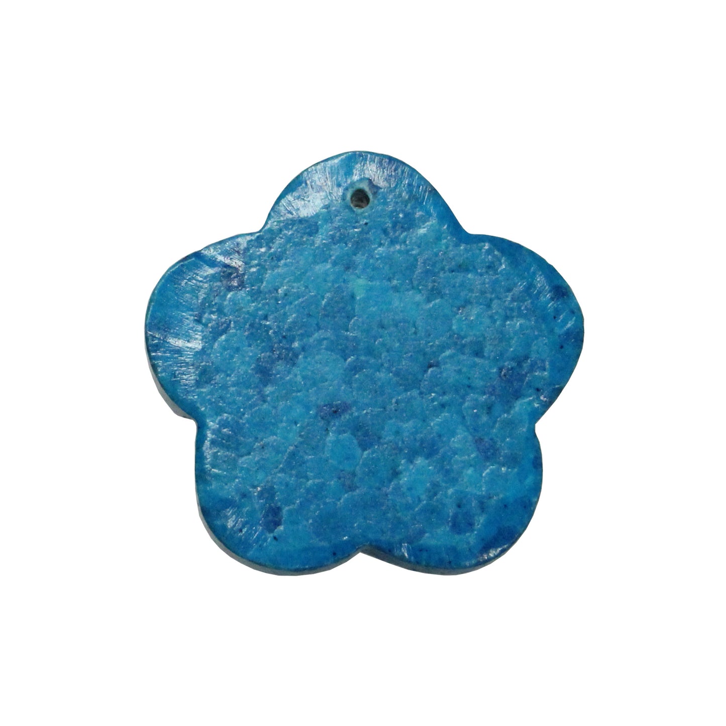 Flower Pendant / dyed chalk blue turquoise / 35mm Dia x 8mm Thk / top drilled front to back
