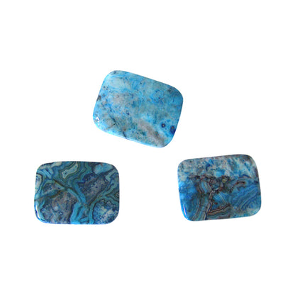 Blue Crazy Lace Agate Rectangle Bead / 40mm(L) x 30mm(W) x 6mm(Thk) / smooth polished dyed natural stone focal bead