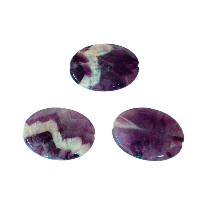Dog Teeth Amethyst Oval Bead / 40mm(L) x 30mm(W) x 8mm(Thk) / smooth polished natural stone focal bead