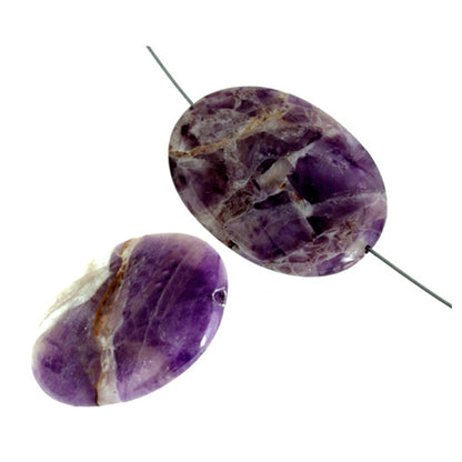 Dog Teeth Amethyst Oval Bead / 40mm(L) x 30mm(W) x 8mm(Thk) / smooth polished natural stone focal bead