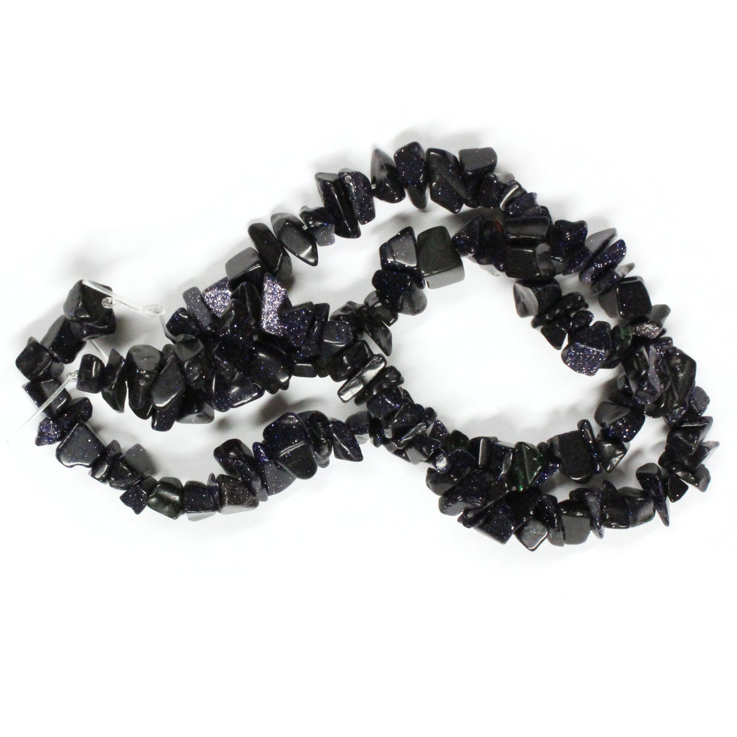Blue Sand Stone Chip Beads / 16 Inch strand / 5-10mm chips / color coated / opaque glossy polished stone