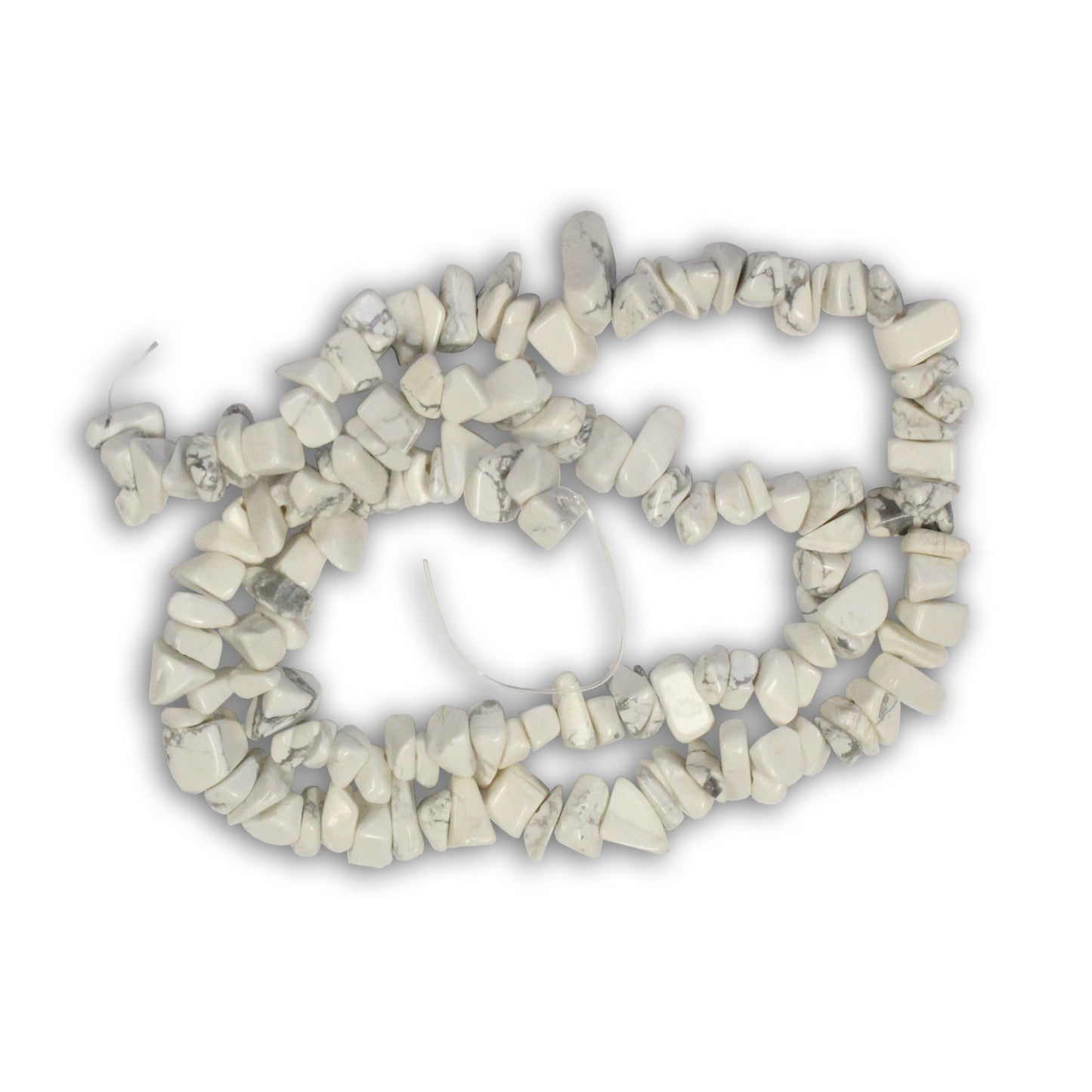 White Howlite Chip Beads / 16 Inch strand / 6-12mm chips / natural opaque glossy polished stone