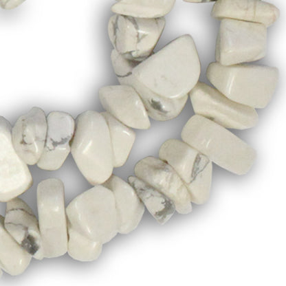 White Howlite Chip Beads / 16 Inch strand / 6-12mm chips / natural opaque glossy polished stone