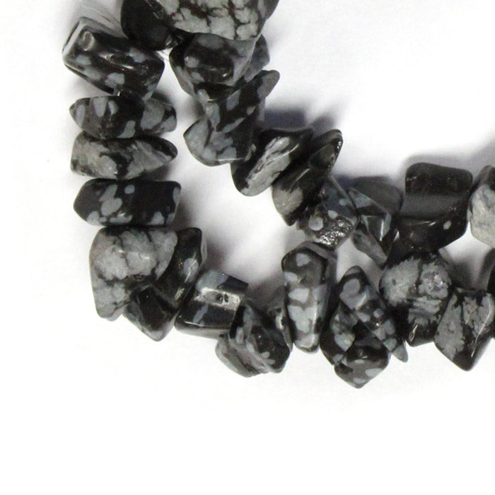 Snowflake Obsidian Chip Beads / 16 Inch strand / 5-10mm chips / natural opaque stone