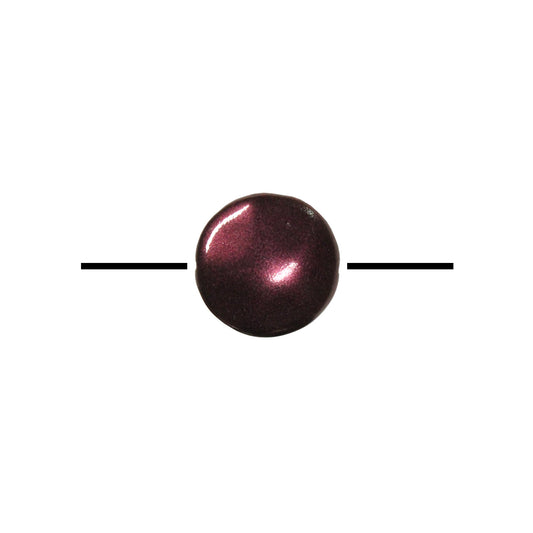 20mm Metallic Plum Glass Coin Beads / 9 Bead Pack / irregular round puffed shape bead / Czech glass