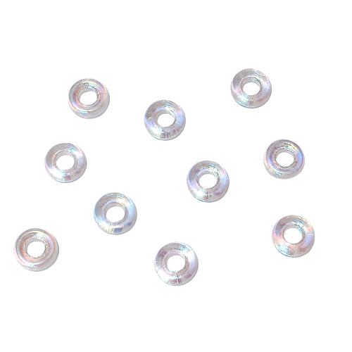 9mm Clear Crystal AB Glass Rings / 100 Pack / 9mm OD - 3mm ID / Czech glass beads