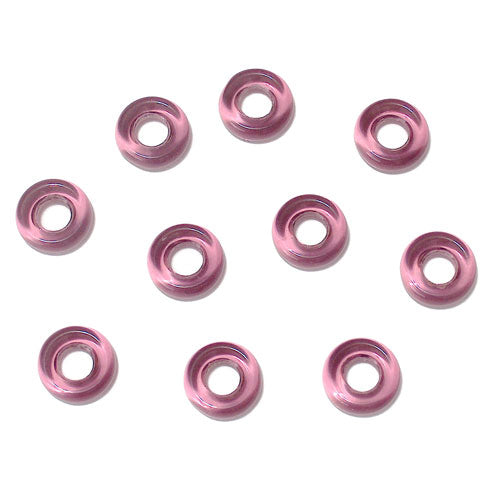 9mm Amethyst Purple Glass Rings / 100 Bead Pack / transparent large hole / cheerio donut spacer beads