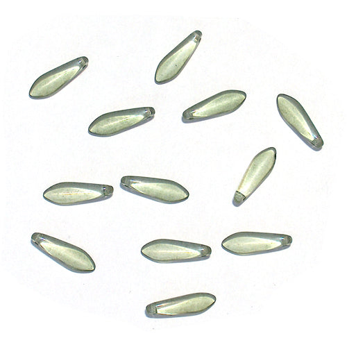 Olive Green Luster Dagger Beads / 25 Pack / 15 x 6mm Czech glass jewelry beads