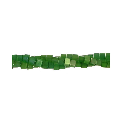 4mm Dark Green Cube Fiber Optic Beads / 16 Inch Strand / special effect cat's eye jewelry beads