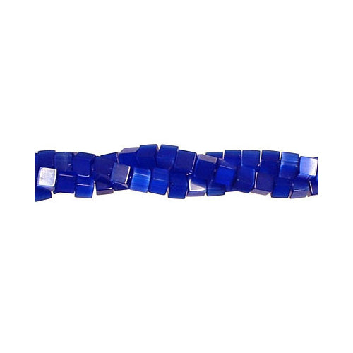 4mm Dark Blue Cube Fiber Optic Beads / 16 Inch Strand / special effect cat's eye jewelry beads