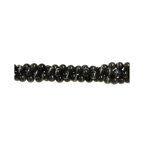 Black Round Fiber Optic Beads / special effect cat's eye jewelry beads