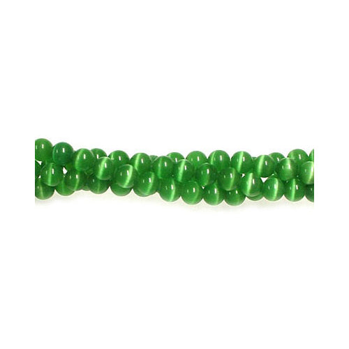 Dark Green Round Fiber Optic Beads / special effect cat's eye jewelry beads