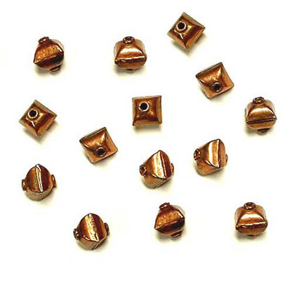 Double Cone Puff Bead Antique Copper / 9 x 8 x 8mm / shaped like two puffed cones turned together with a smooth surface