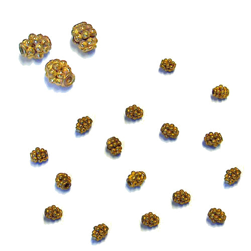 Knobby Barrel Bead Antique Brass / 7.5 long x 6.5mm diameter / with small bead-like protrusions giving it a knobby appearance