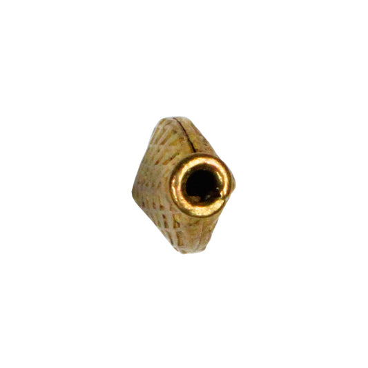 Leaf Bead Antique Brass / 17mm x 8mm x 4mm / flat oval shape / cross hatch mesh pattern