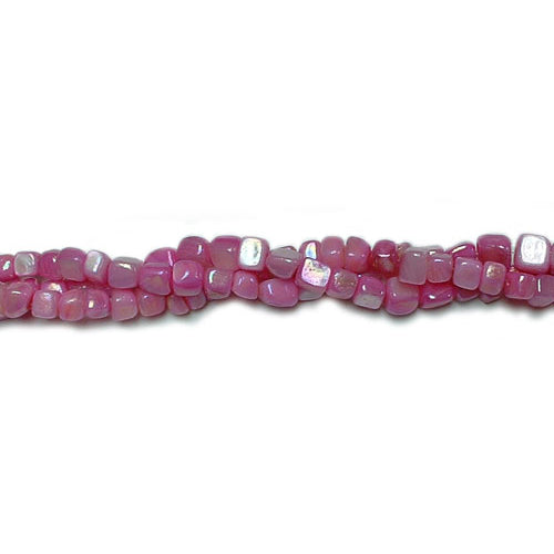 FUCHSIA 6mm Cube Shell Beads / 8 Inch Strand / permanently dyed glossy