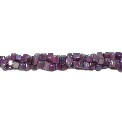 PURPLE 6mm Cube Shell Beads / 8 Inch Strand / permanently dyed glossy