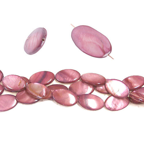 DARK ROSE Oval Shell Beads / 8 Inch Strand / 25 x 15 x 4mm