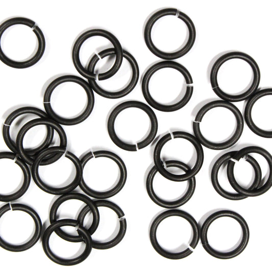 MATTE BLACK 10mm 12 GA Jump Rings / 25 Pack / sawcut round open anodized aluminum