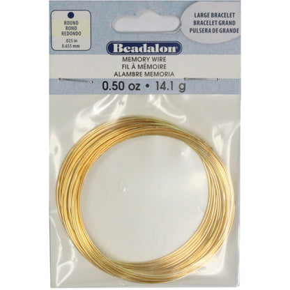 Large Bracelet Memory Wire, Gold Color, Beadalon, 0.5 oz (14 g) package