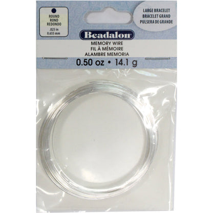 Large Bracelet Memory Wire, Silver Plated, Beadalon, 0.5 oz (14 g) package