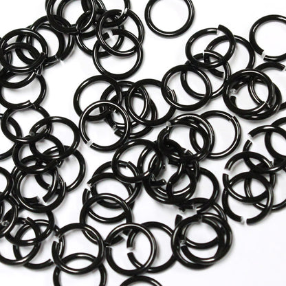 SHINY BLACK 7mm 16 GA AWG Jump Rings / sawcut round open anodized aluminum / for chainmail jewelry