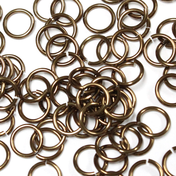SHINY BRONZE 7mm 16 GA AWG Jump Rings / sawcut round open anodized aluminum