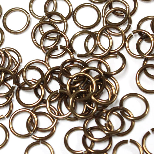 SHINY BRONZE 7mm 16 GA AWG Jump Rings / sawcut round open anodized aluminum