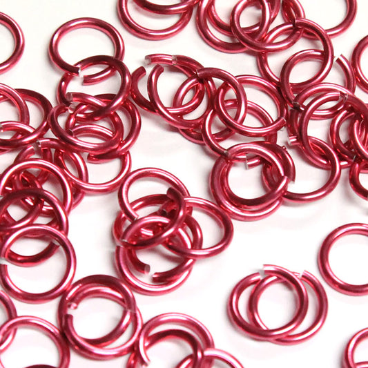 SHINY DARK ROSE 7mm 16 GA AWG Jump Rings / sawcut round open anodized aluminum