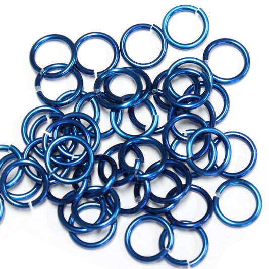 SHINY ROYAL BLUE 7mm 16 GA AWG Jump Rings / sawcut round open anodized aluminum