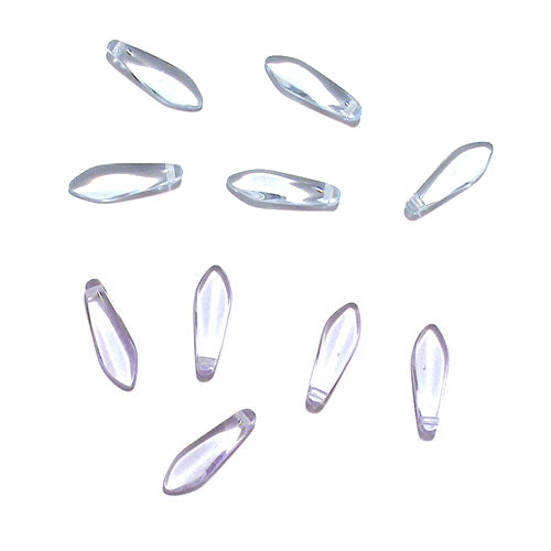 Alexandrite Clear Dagger Beads / 25 Pack / 15 x 6mm Czech glass jewelry beads