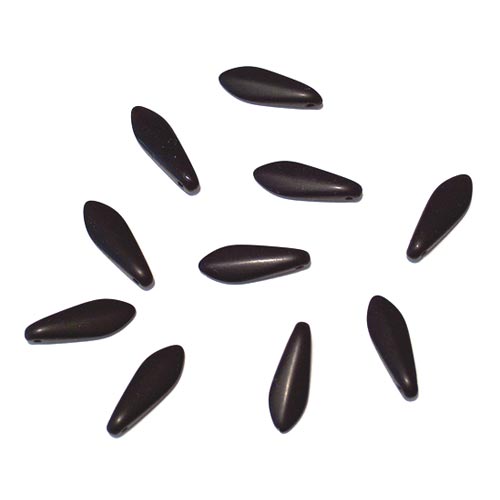 Black Matte Dagger Beads / 25 Pack / 15 x 6mm Czech glass jewelry beads