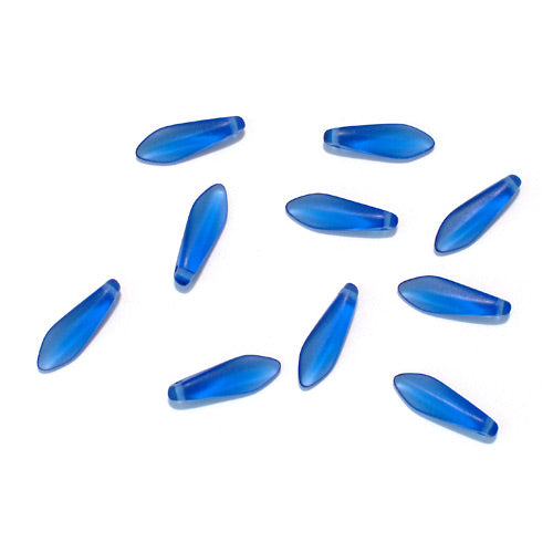 Sapphire Blue Matte Dagger Beads / 25 Pack / 15 x 6mm Czech glass jewelry beads