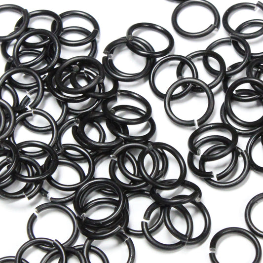 MATTE BLACK 7mm 16 GA AWG Jump Rings / 5 Gram Pack (approx 70) / sawcut round open anodized aluminum