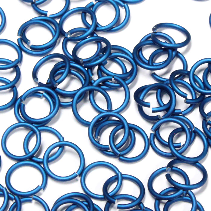 MATTE ROYAL BLUE 7mm 16 GA AWG Jump Rings / 5 Gram Pack (approx 70) / sawcut round open anodized aluminum