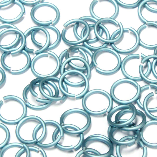 MATTE SKY BLUE 7mm 16 GA AWG Jump Rings / 5 Gram Pack (approx 70) / sawcut round open anodized aluminum