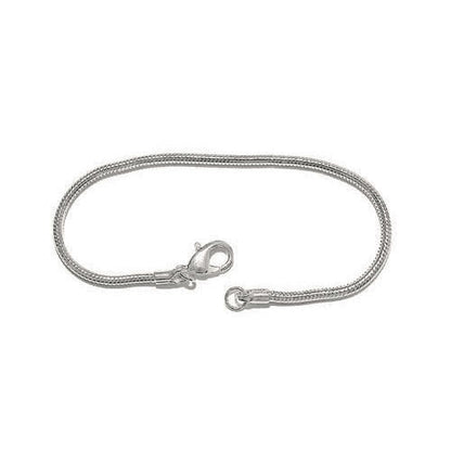 BRIGHT SILVER Snake Chain Bracelet /  7.5 Inch length by 2.5mm diameter chain / ready to wear with easy-to-use claw clasp