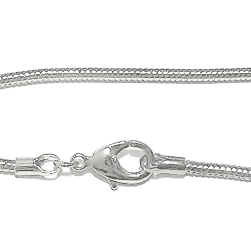 BRIGHT SILVER Snake Chain Bracelet /  7.5 Inch length by 2.5mm diameter chain / ready to wear with easy-to-use claw clasp
