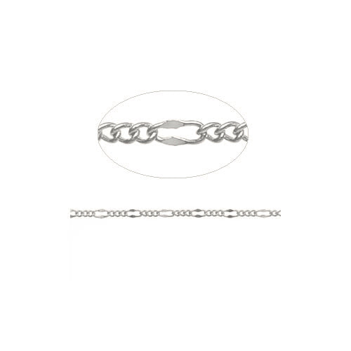 3-1 Figaro Chain Bright Silver / sold by the foot / 4.8mm long loop x 2.2mm small loop