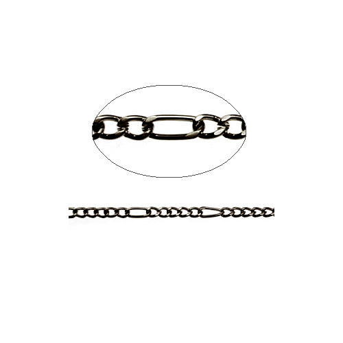 5-1 Figaro Chain Gunmetal / sold by the foot / 5.7mm long loop x 2.6mm small loop