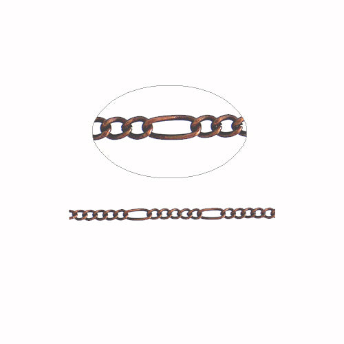 5-1 Figaro Chain Antiqued Copper / sold by the foot / 5.7mm long loop x 2.6mm small loop
