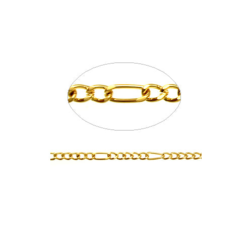 5-1 Figaro Chain Bright Gold / sold by the foot / 5.7mm long loop x 2.6mm small loop